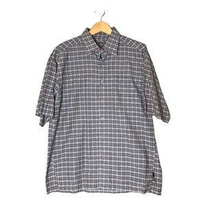 Teva Short Sleeve Button Up Plaid Shirt Outdoor Blue Brown Men’s Large